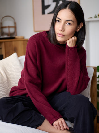 Mizumi - Merino Wool Bamboo Blend Oversized Jumper with Curved Back