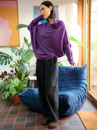 Yuna - Merino Wool Bamboo Blend Asymmetric Draped Jumper