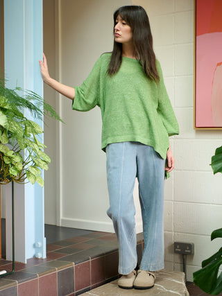 Vega - Linen Cotton Honeycomb Stitch Knitted Short Sleeve Top - Forgotten Tribes