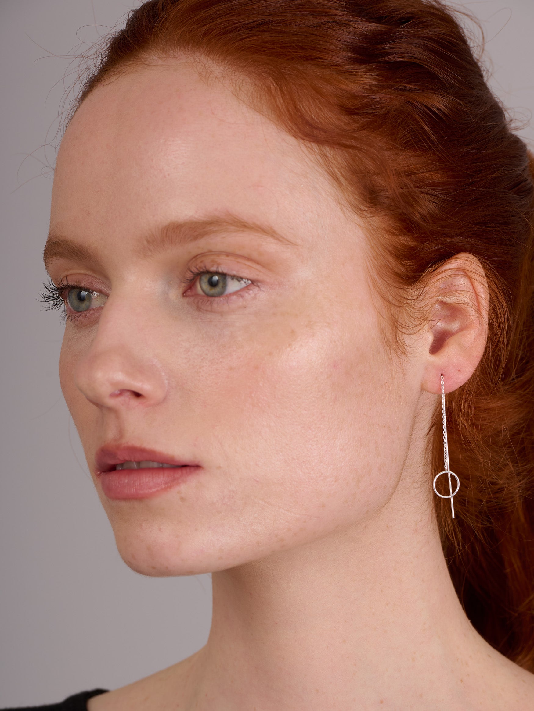 Sterling Silver Minimalist Circle Threader Earrings