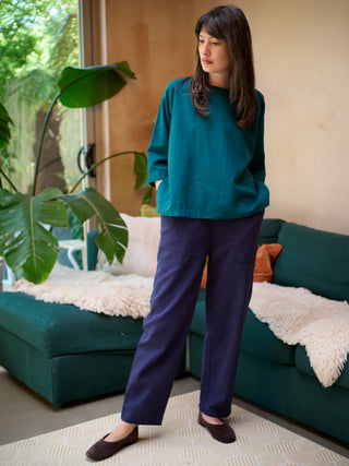 Aegina - Organic Cotton Twill Tapered Trousers