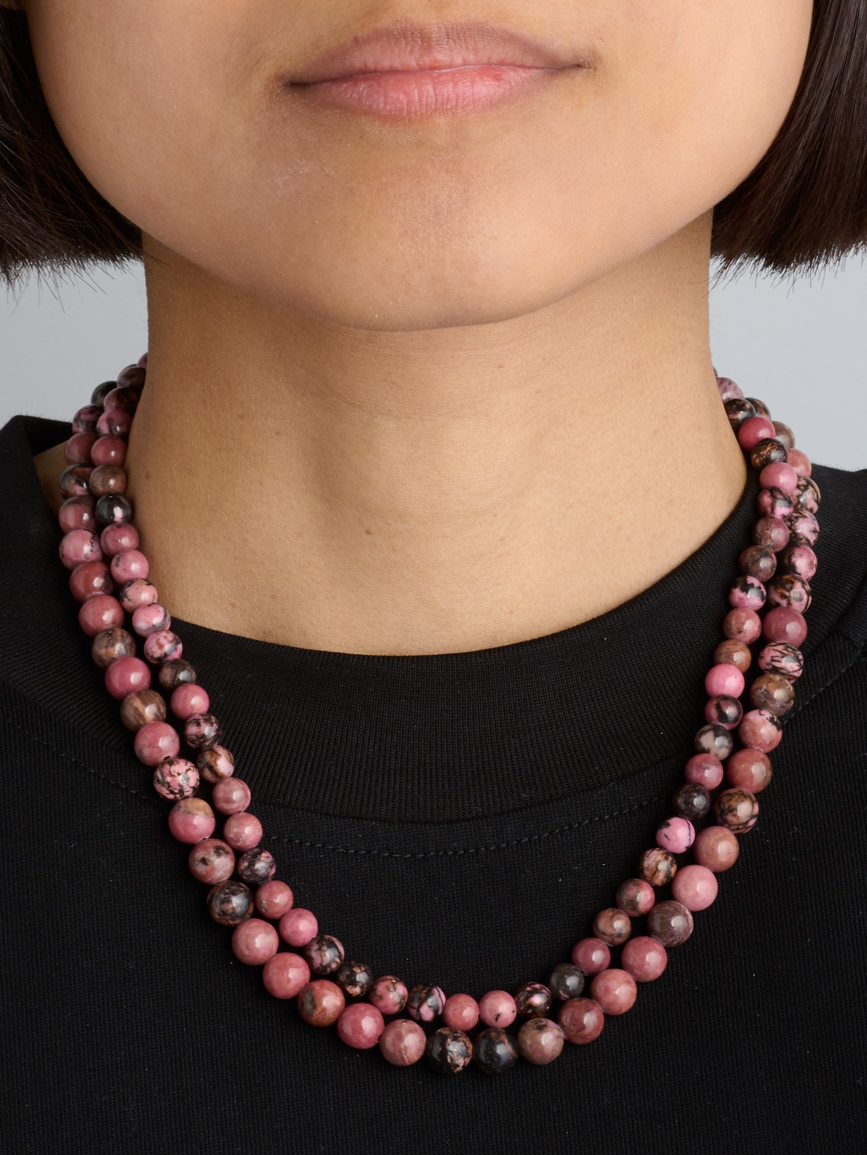 Affectionate Rhodonite - Beaded Gemstone Choker Necklace - Forgotten Tribes