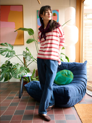 Gaya - Hemp Organic Cotton Cropped Sleeve T-Shirt - Stripes - Forgotten Tribes