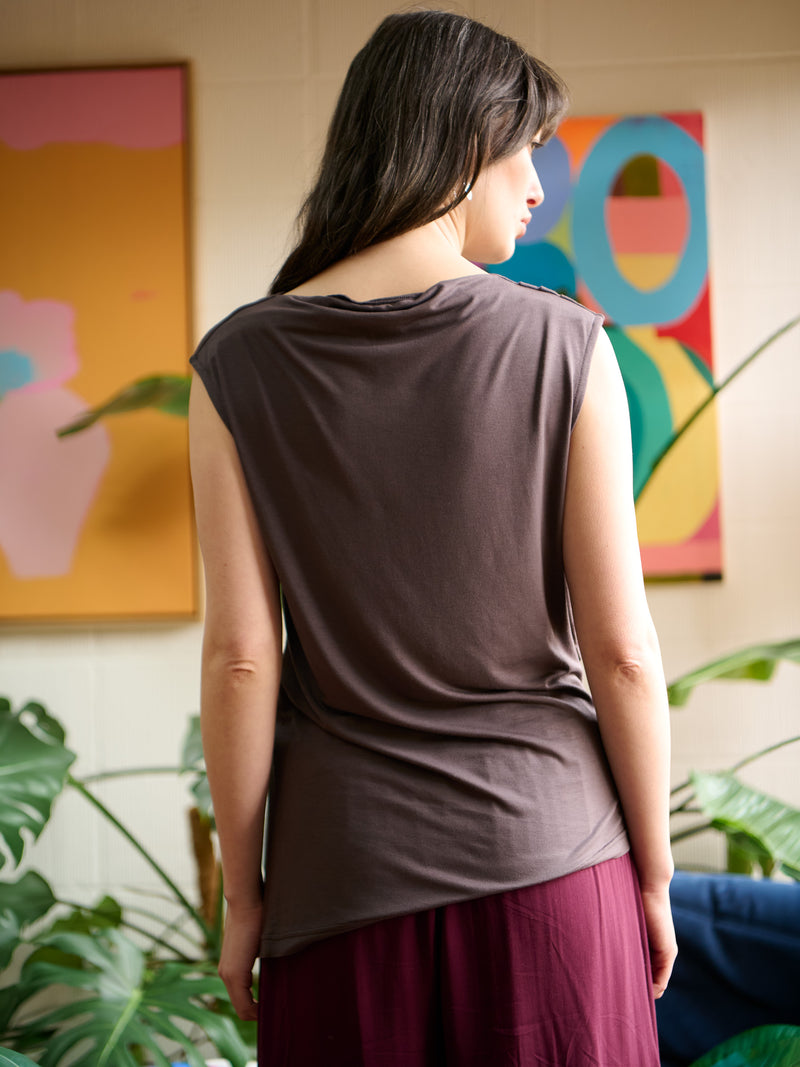 Lira - Hemp Viscose Asymmetric Sleeveless Top - Forgotten Tribes