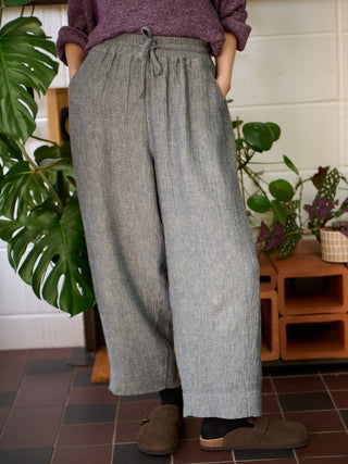 Aran - Hemp Organic Cotton Double Weave Wide Leg Trousers - Forgotten Tribes