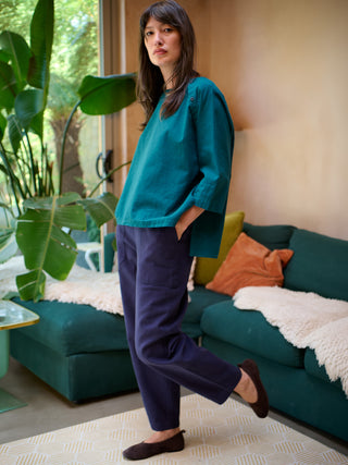 Aegina - Organic Cotton Twill Tapered Trousers