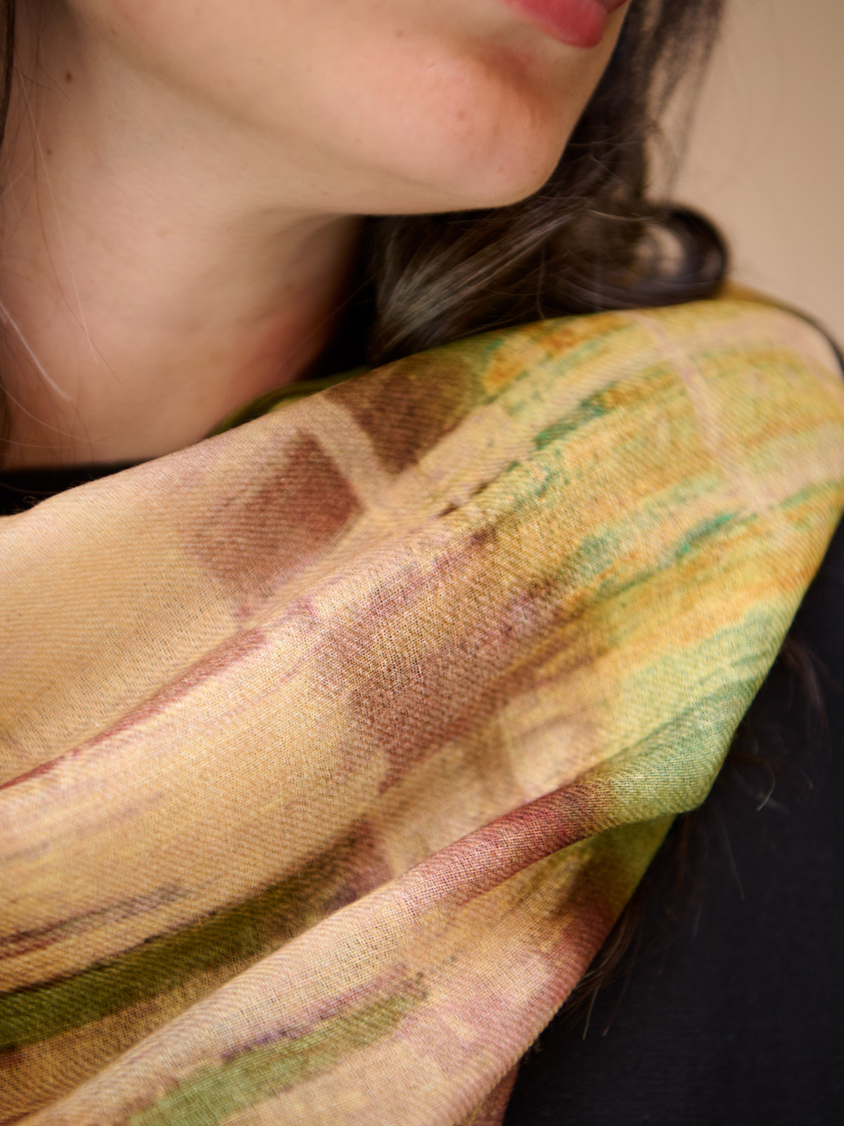 Fine Wool Silk Blend Print Scarf - Meadow Mist - Forgotten Tribes