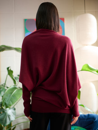 Yuna - Merino Wool Bamboo Blend Asymmetric Draped Jumper