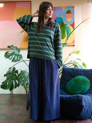 Yasai 2 - Hemp Organic Cotton Wide Sleeve T-shirt - Stripes - Forgotten Tribes