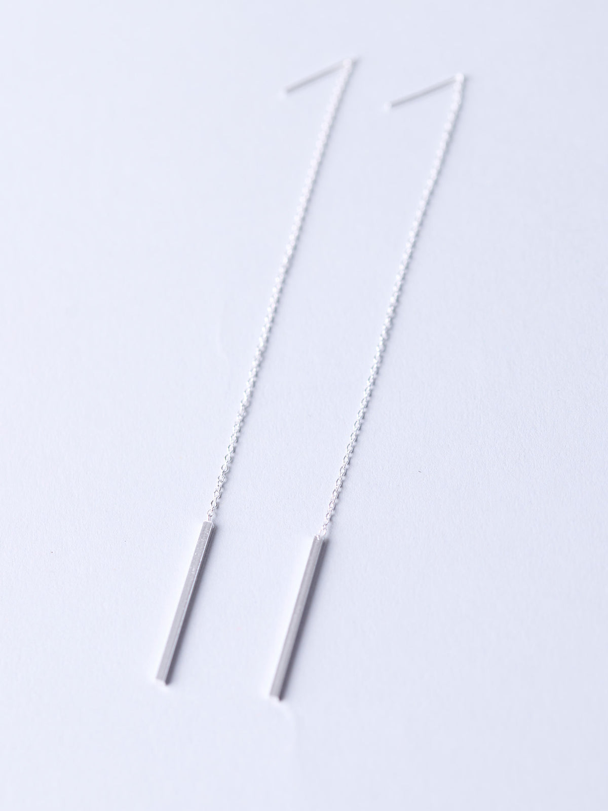 Sterling Silver Threader Long Chain Earrings With Plinth - Forgotten Tribes