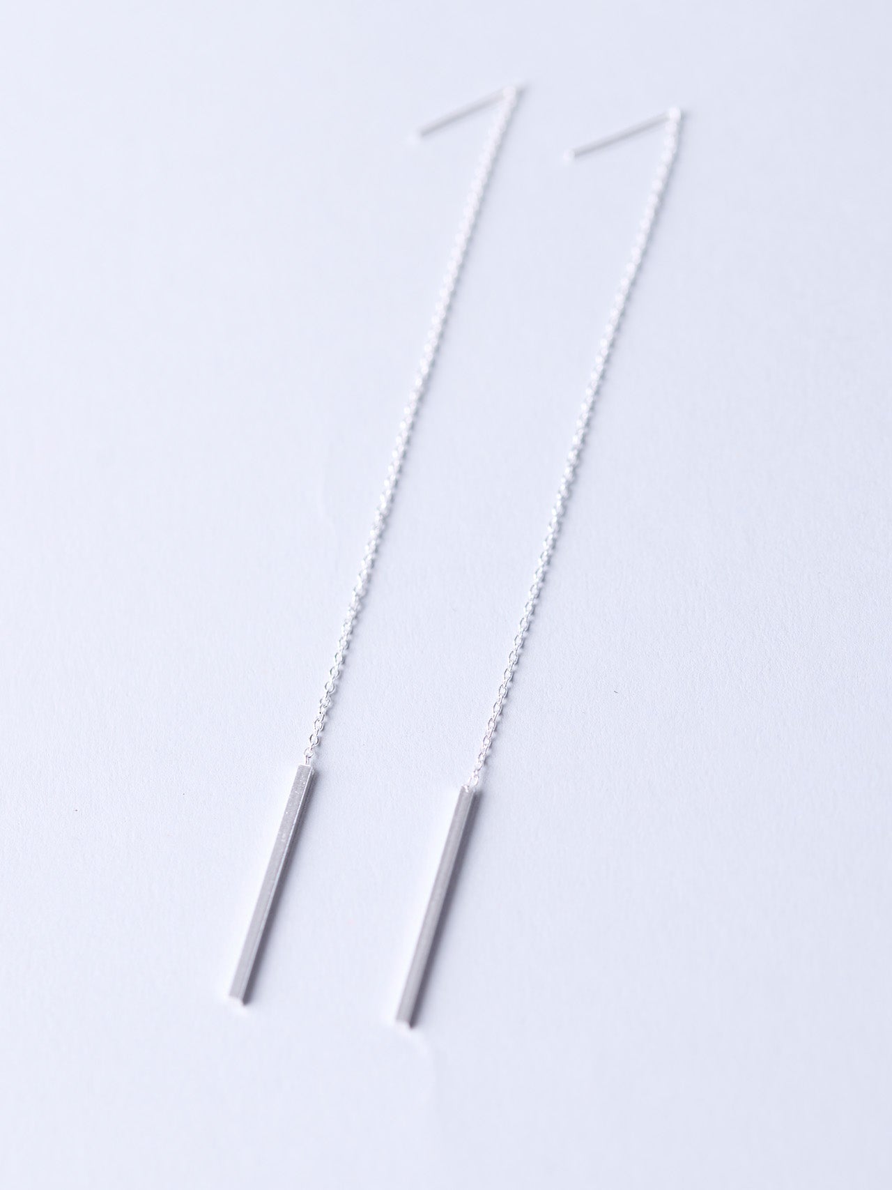 Sterling Silver Threader Long Chain Earrings With Plinth - Forgotten Tribes
