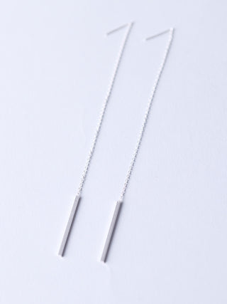 Sterling Silver Threader Long Chain Earrings With Plinth - Forgotten Tribes