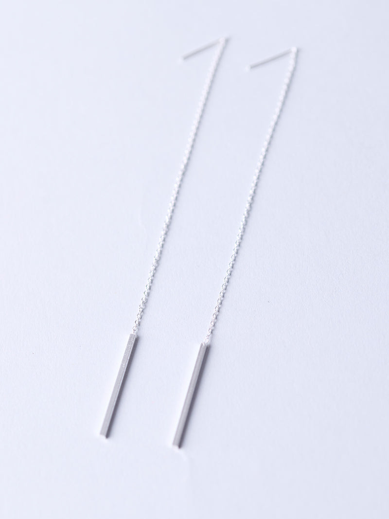 Sterling Silver Threader Long Chain Earrings With Plinth - Forgotten Tribes