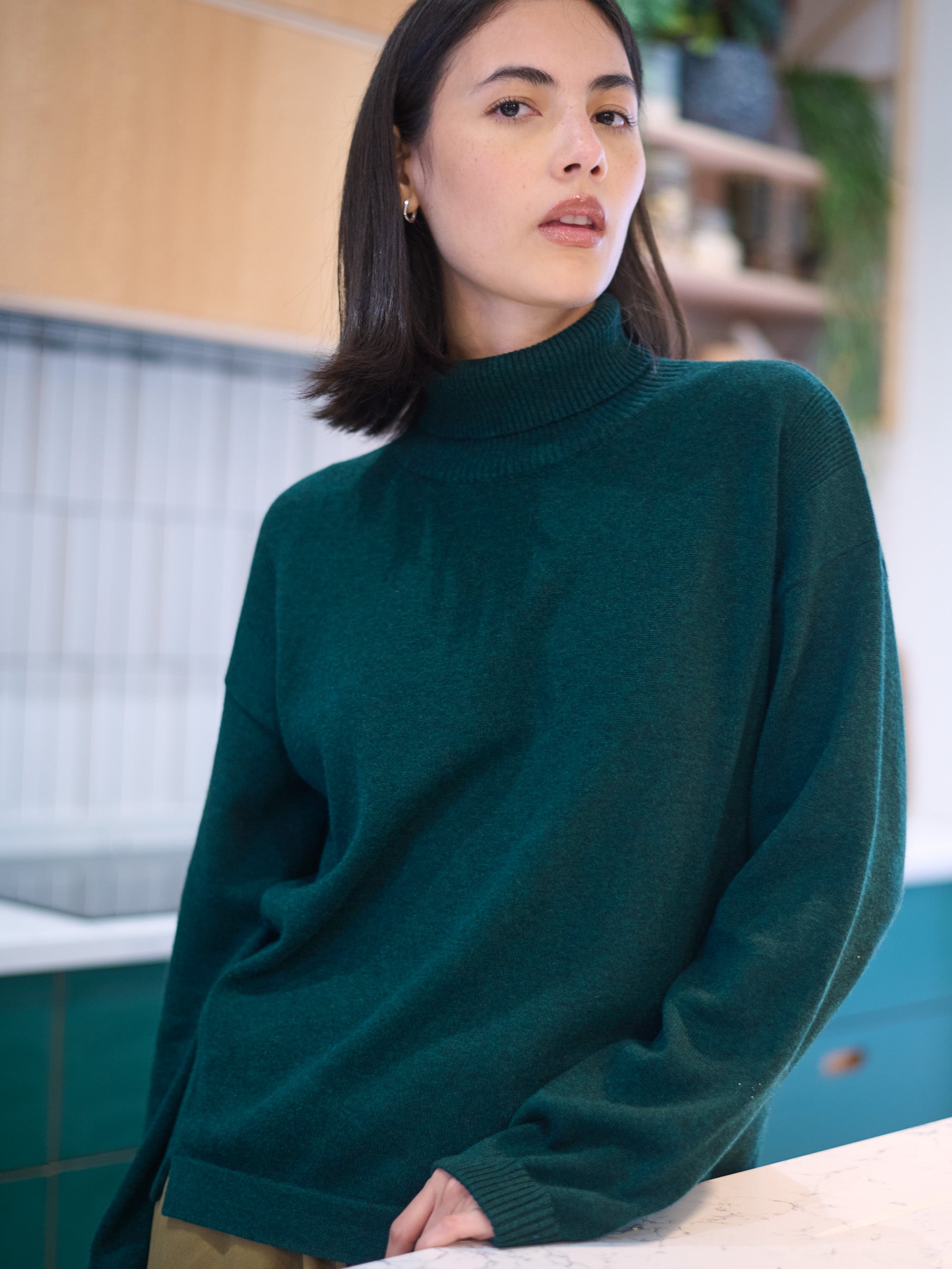 Kume - Cotton Cashmere Blend Turtle Neck Sweater