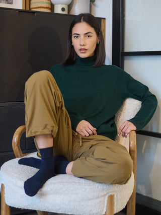 Kume - Cotton Cashmere Blend Turtle Neck Sweater - Forgotten Tribes