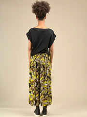 Botanical Print Wide Leg Cropped Trousers - Forgotten Tribes