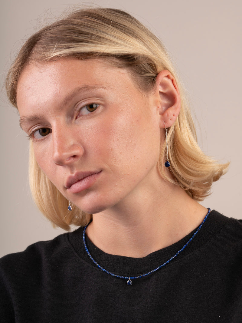 Sterling Silver Teardrop Gemstone Fine Chain Earrings - Forgotten Tribes