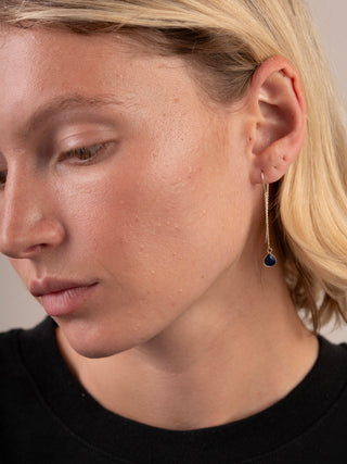 Sterling Silver Teardrop Gemstone Fine Chain Earrings - Forgotten Tribes