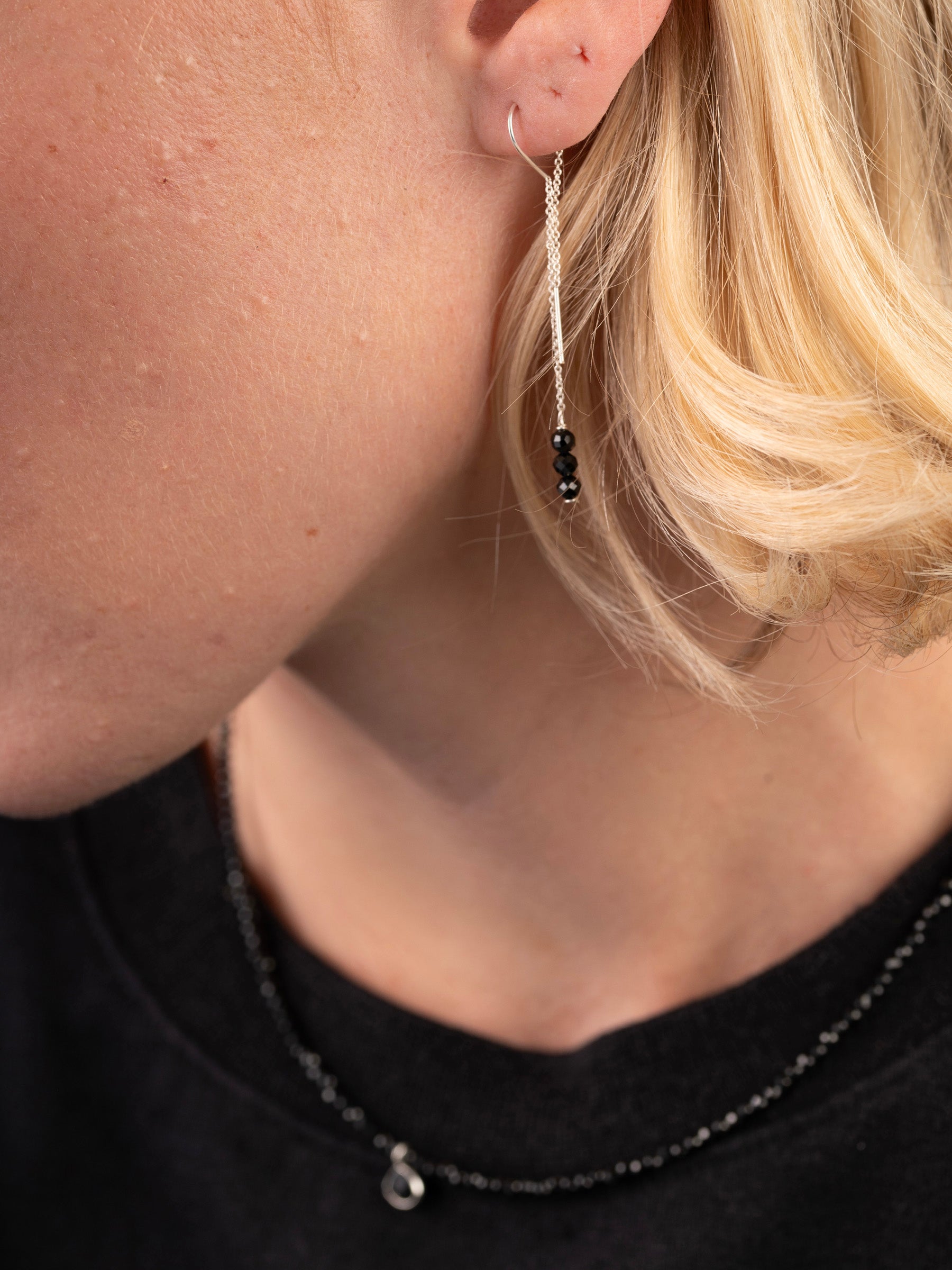 Sterling Silver Gemstone Beads Fine Chain Earrings
