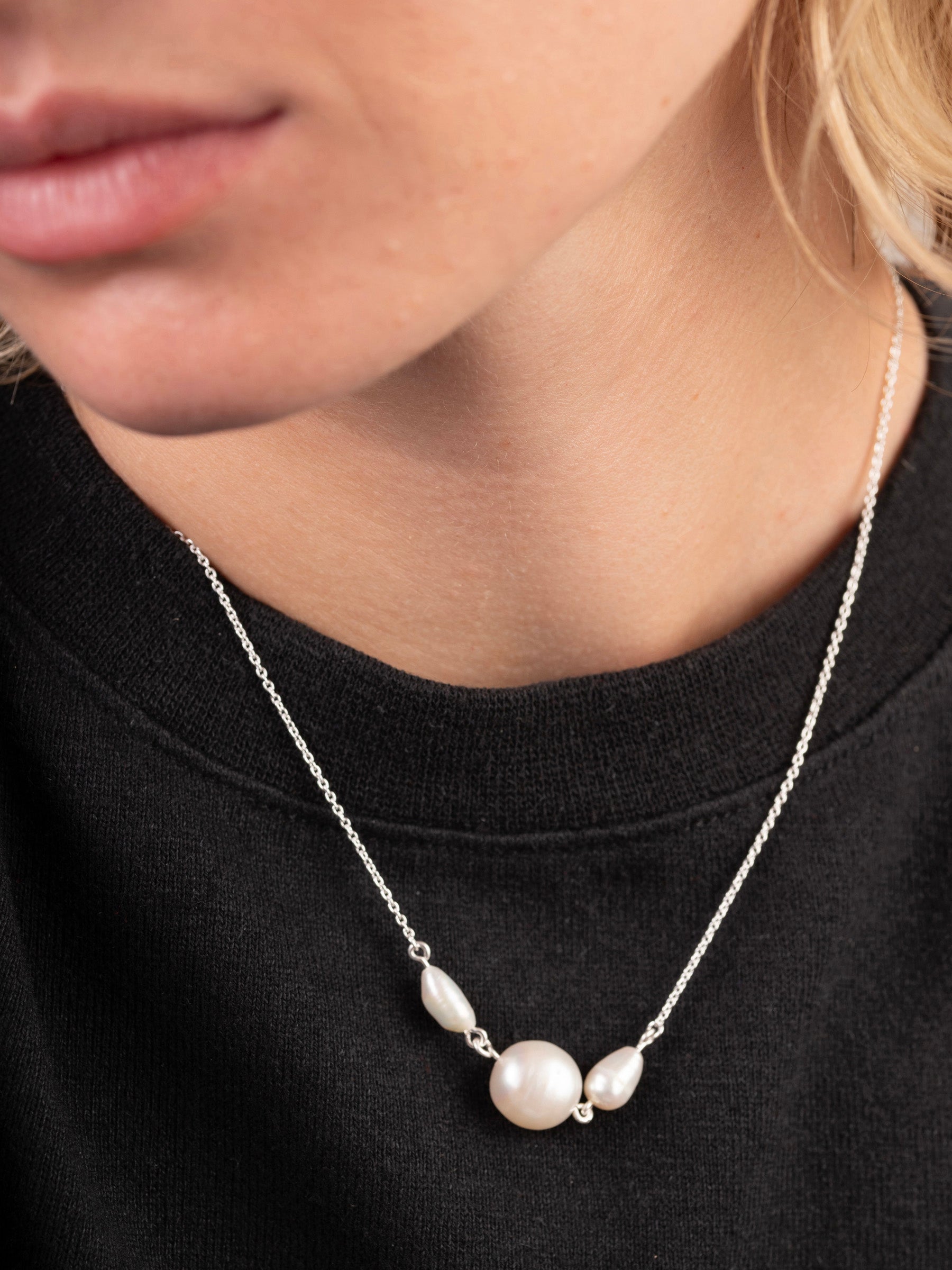 Sterling Silver Baroque Pearl Necklace