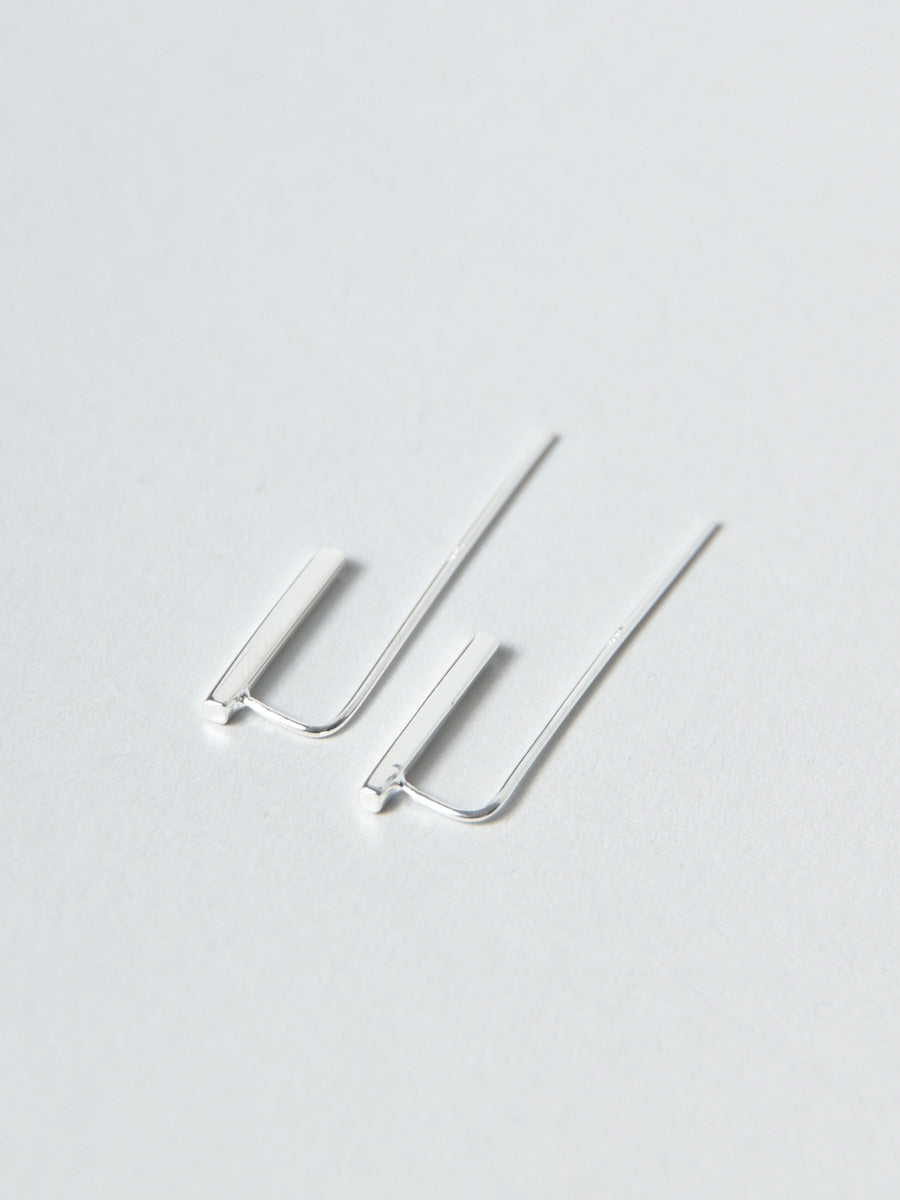 Sterling Silver Thread Through Short Bar Earrings - Forgotten Tribes