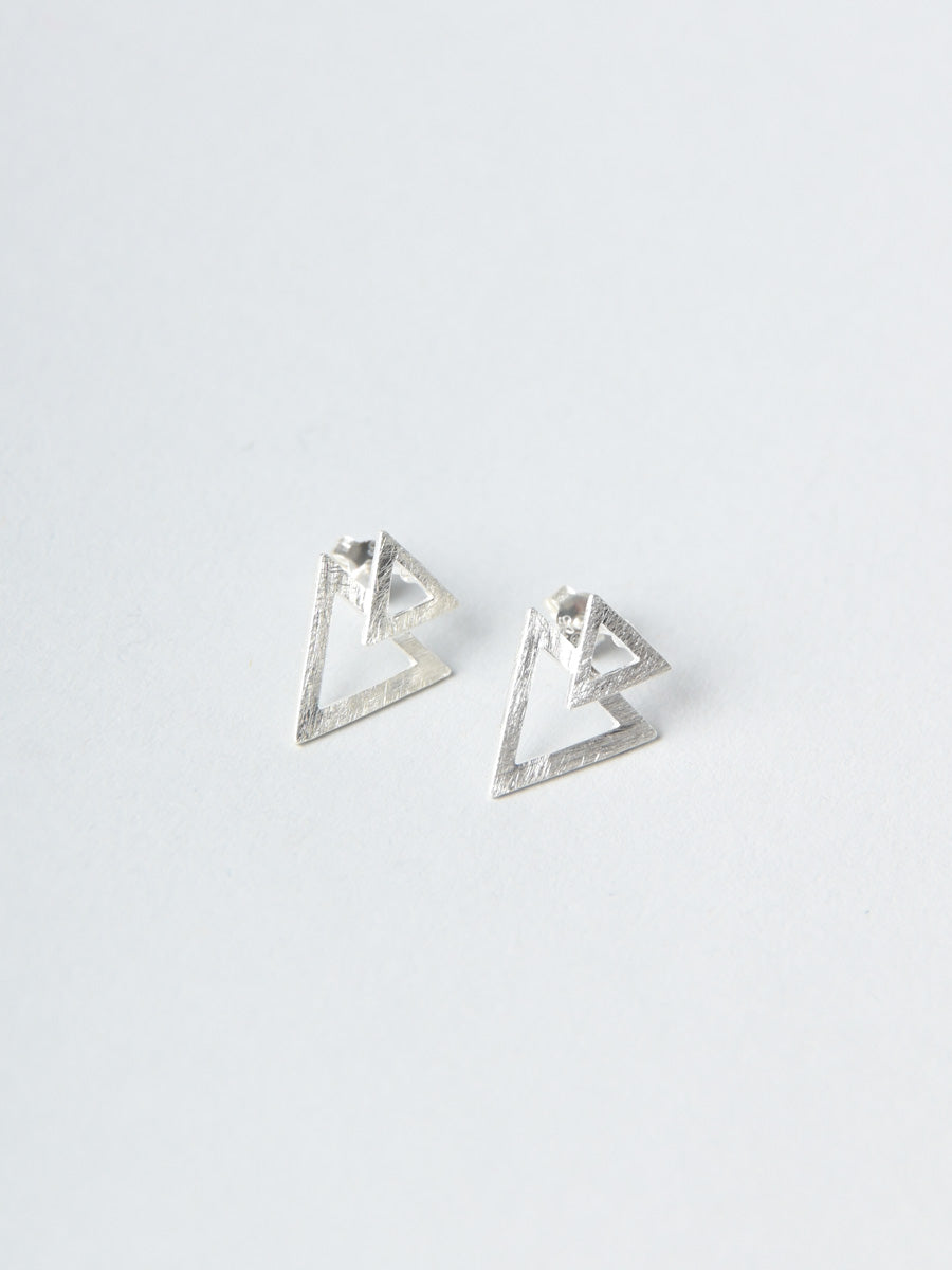 Sterling Silver Duo Triangle Stud Earrings - Forgotten Tribes