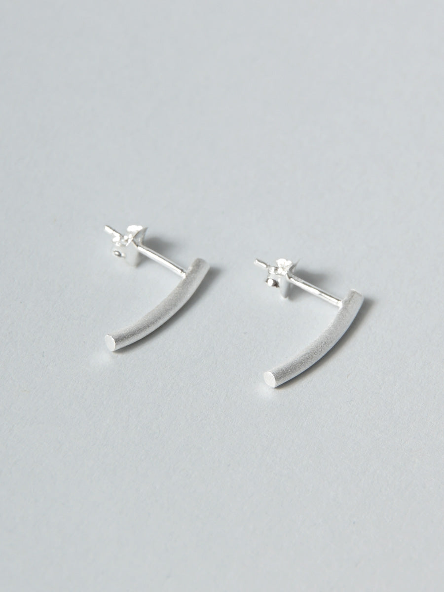 Sterling Silver Curved Column Stud Earrings - Forgotten Tribes