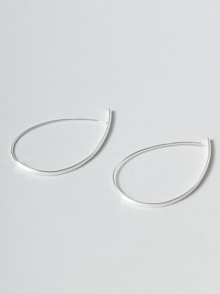 Sterling Silver Thread Through Curved Long Bar Earrings - Forgotten Tribes