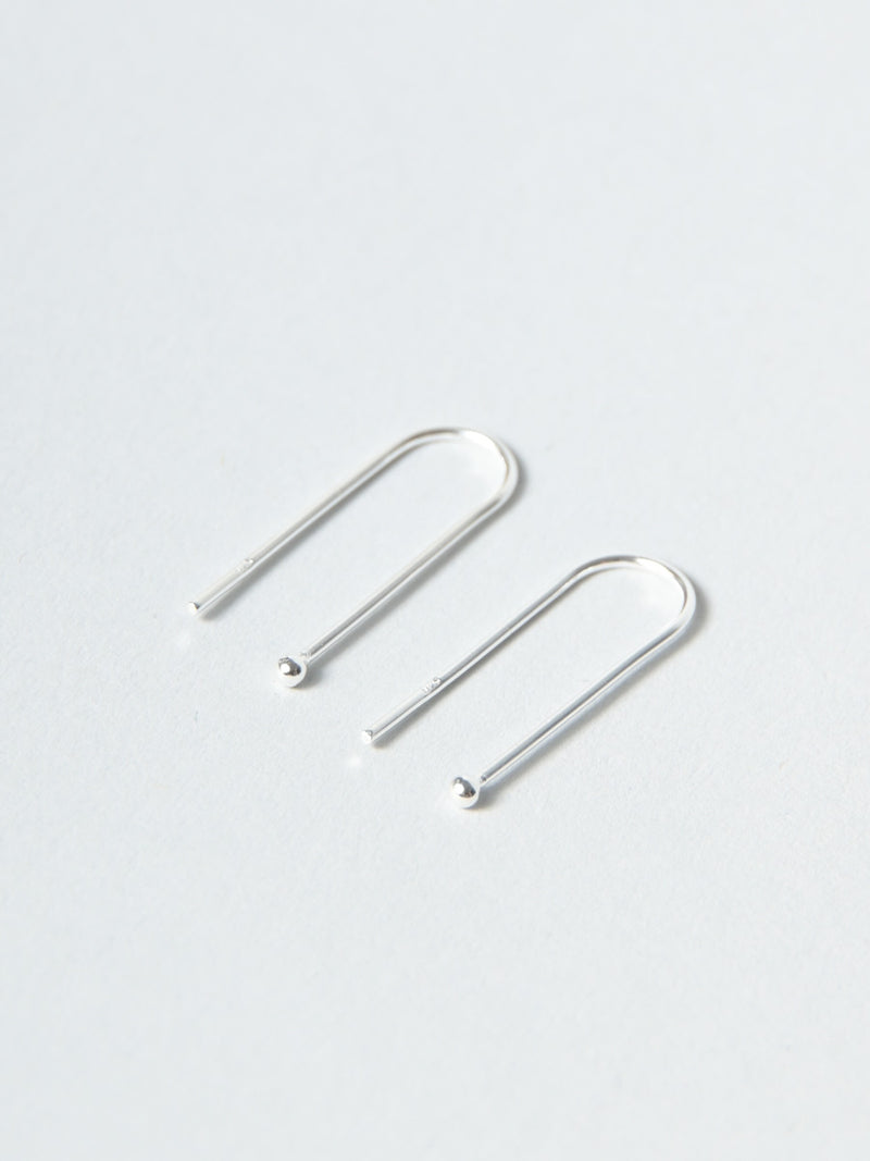 Sterling Silver Thread Through Earrings with Tiny Sphere - Forgotten Tribes