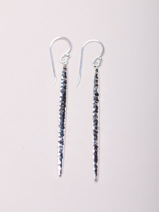 Sterling Silver Longline Hammered Earrings - Forgotten Tribes