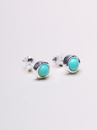 Sterling Silver Turquoise Gemstone Stud Earrings - Forgotten Tribes
