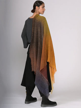 Fine Wool Gradient Colour Work Scarf - Forgotten Tribes
