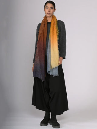 Fine Wool Gradient Colour Work Scarf - Forgotten Tribes