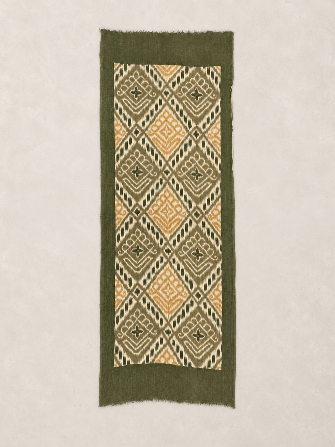Fine Wool Print Scarf - Fern Ikat - Forgotten Tribes