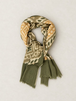Fine Wool Print Scarf - Fern Ikat - Forgotten Tribes