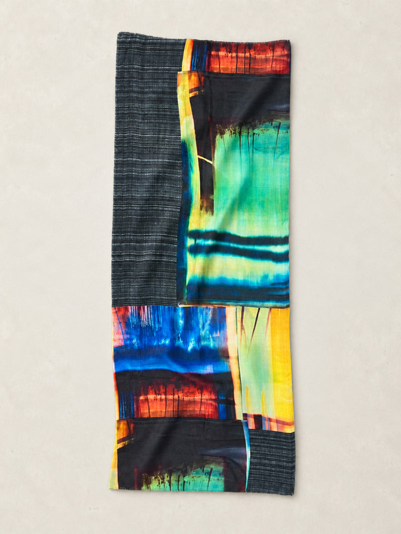 Fine Wool Print Scarf - Night Harbour - Forgotten Tribes