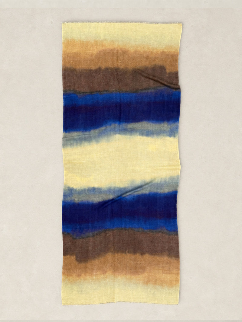 Fine Wool Silk Blend Print Scarf - Dune Horizon - Forgotten Tribes