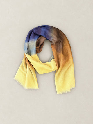Fine Wool Silk Blend Print Scarf - Dune Horizon - Forgotten Tribes
