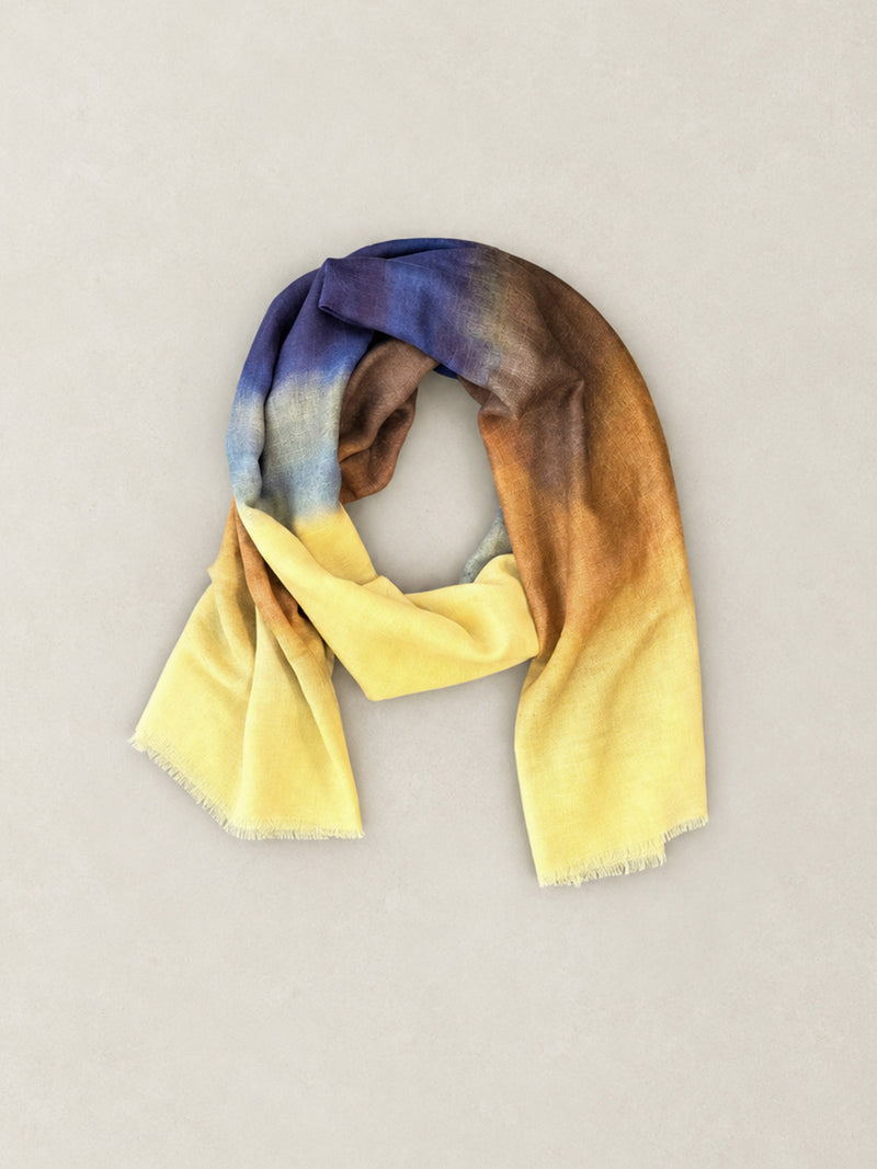 Fine Wool Silk Blend Print Scarf - Dune Horizon - Forgotten Tribes