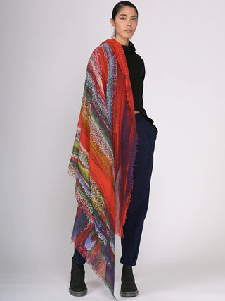 Fine Wool Strokes of Colour Scarf - Forgotten Tribes