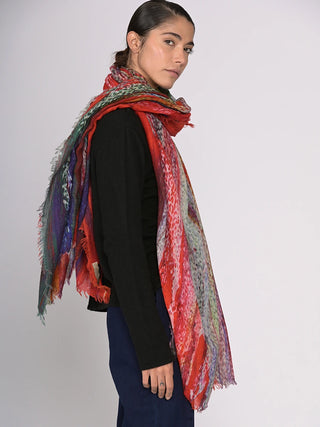 Fine Wool Strokes of Colour Scarf - Forgotten Tribes