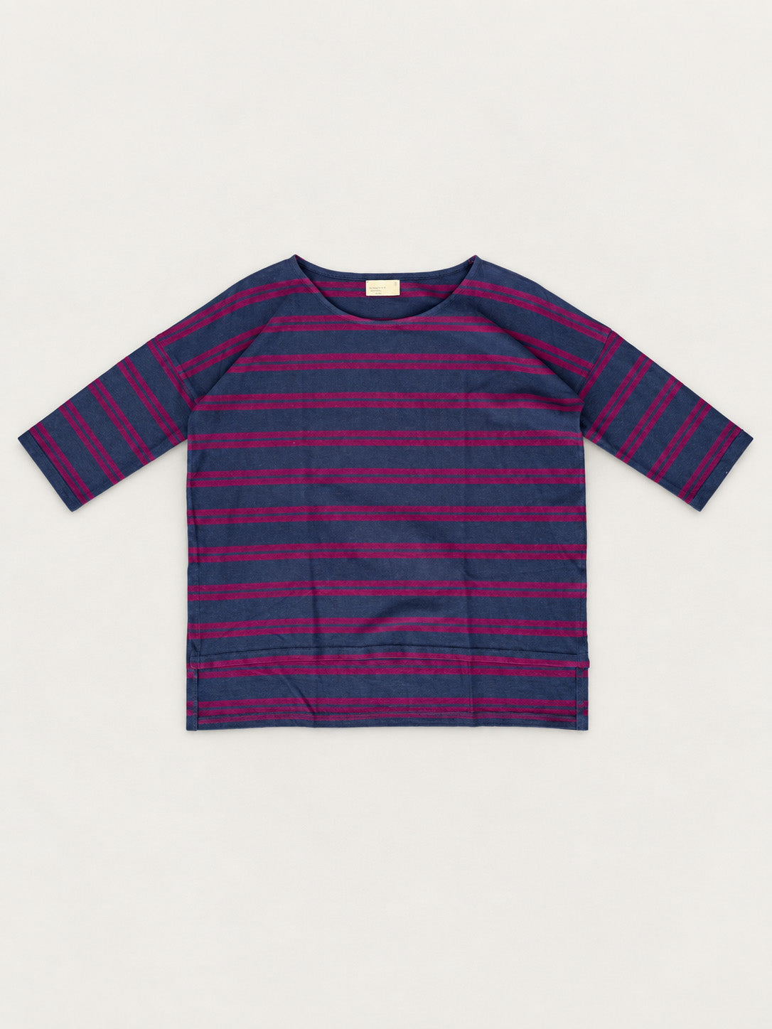 Gaya - Hemp Organic Cotton Cropped Sleeve T-Shirt - Stripes - Forgotten Tribes