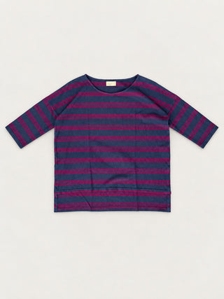 Gaya - Hemp Organic Cotton Cropped Sleeve T-Shirt - Stripes - Forgotten Tribes
