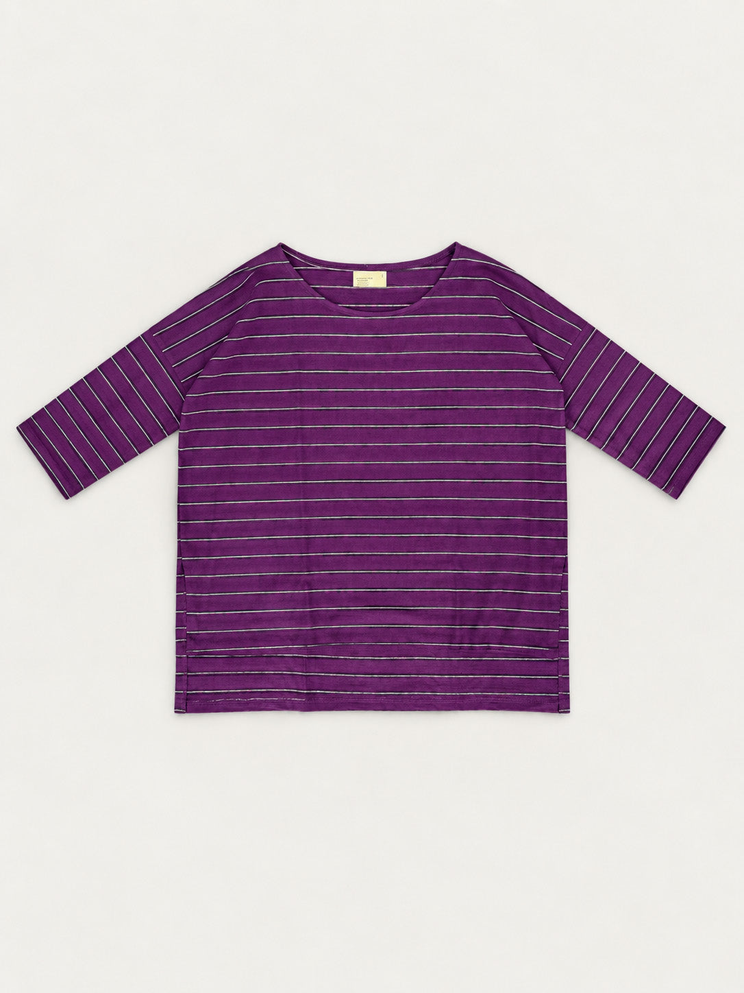 Gaya - Hemp Organic Cotton Cropped Sleeve T-Shirt - Stripes - Forgotten Tribes