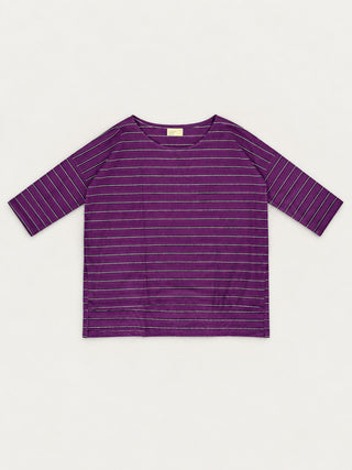 Gaya - Hemp Organic Cotton Cropped Sleeve T-Shirt - Stripes - Forgotten Tribes