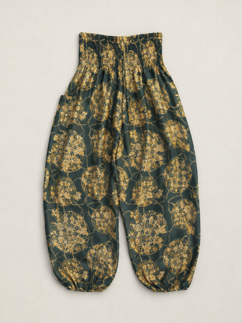 Harem Pants Original - Oriental Flower High Crotch - Forgotten Tribes