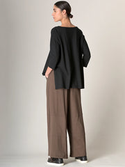Cotton Jersey Wide Leg Trousers with Hem Drawstring - Forgotten Tribes
