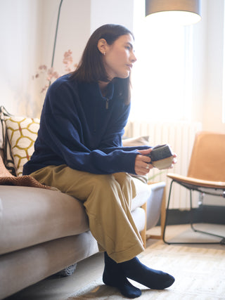 Sark - Hemp Organic Cotton Fleece Quarter Zip Sweatshirt - Forgotten Tribes