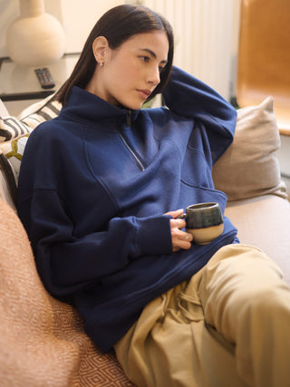 Sark - Hemp Organic Cotton Fleece Quarter Zip Sweatshirt - Forgotten Tribes