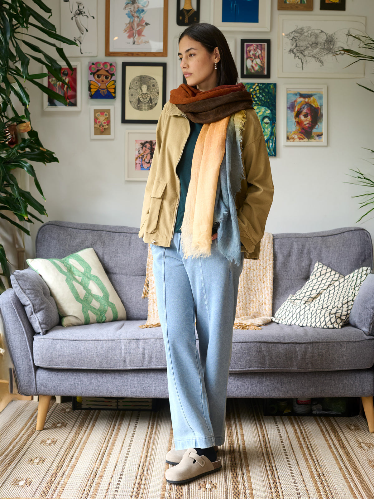Fine Wool Print Scarf - Gradient Colour Work - Forgotten Tribes